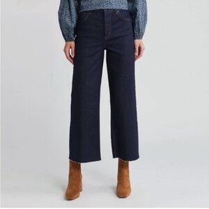 Rails Denim The Getty Crop High Rise Wide Leg Jeans Button Fly Dark Wash Sz 26